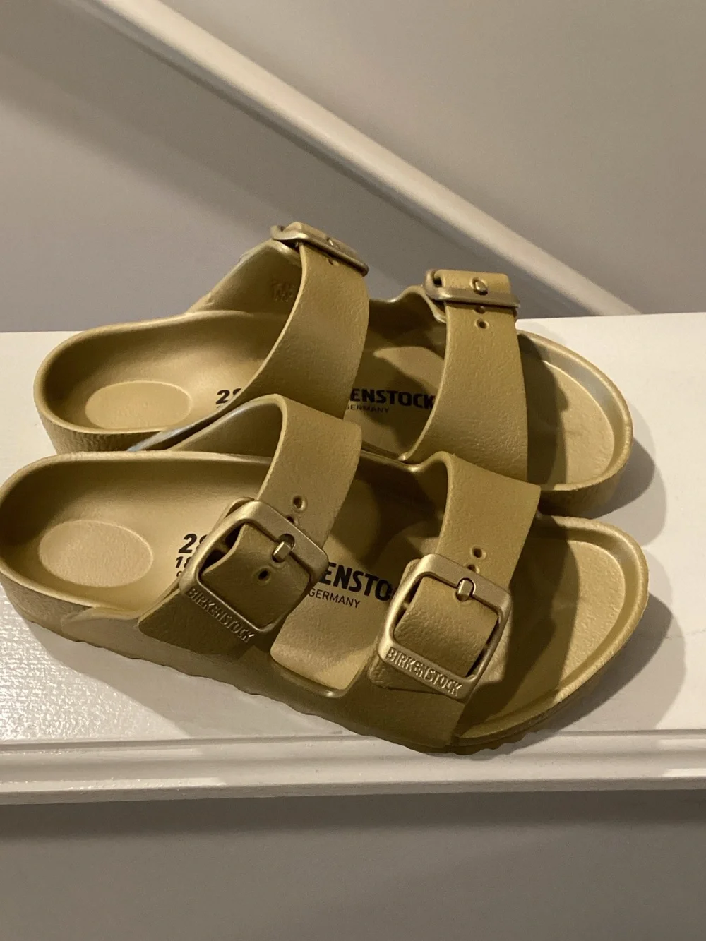 Birkenstock Kids Two-Buckle Sandals in Metallic Gold